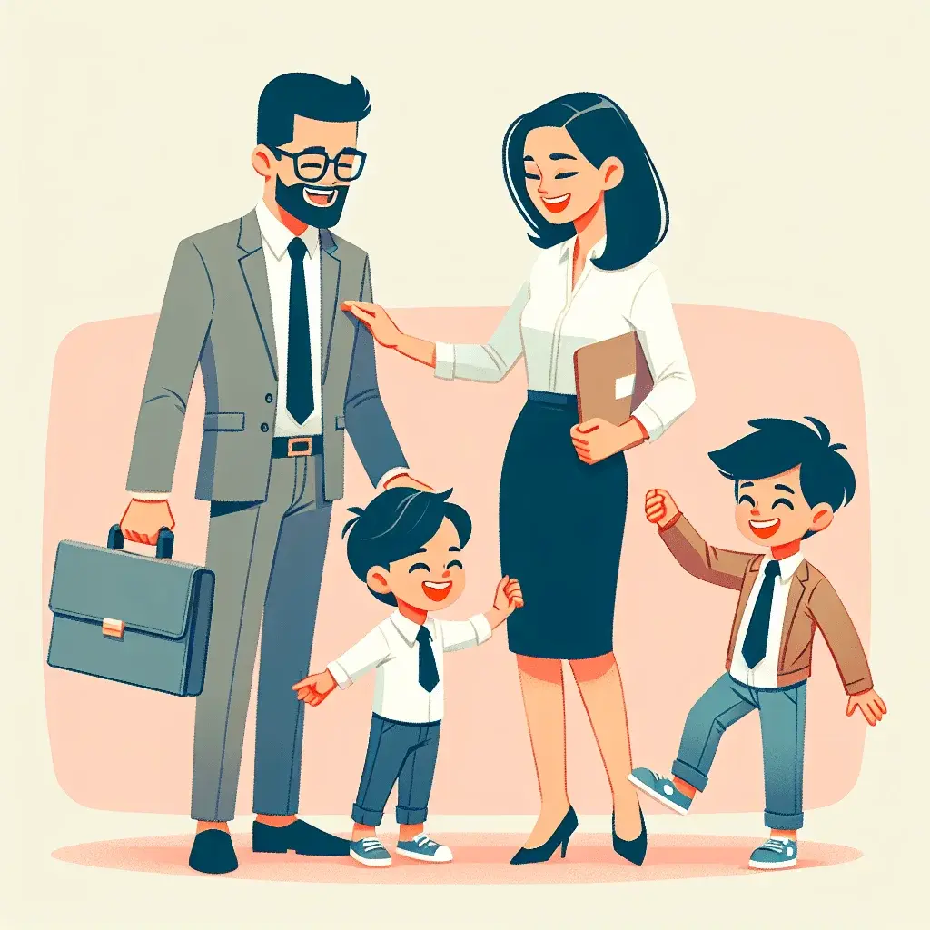 Young family relaxing in a bright modern home